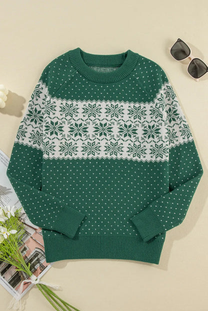 Green Snowflake Sweater