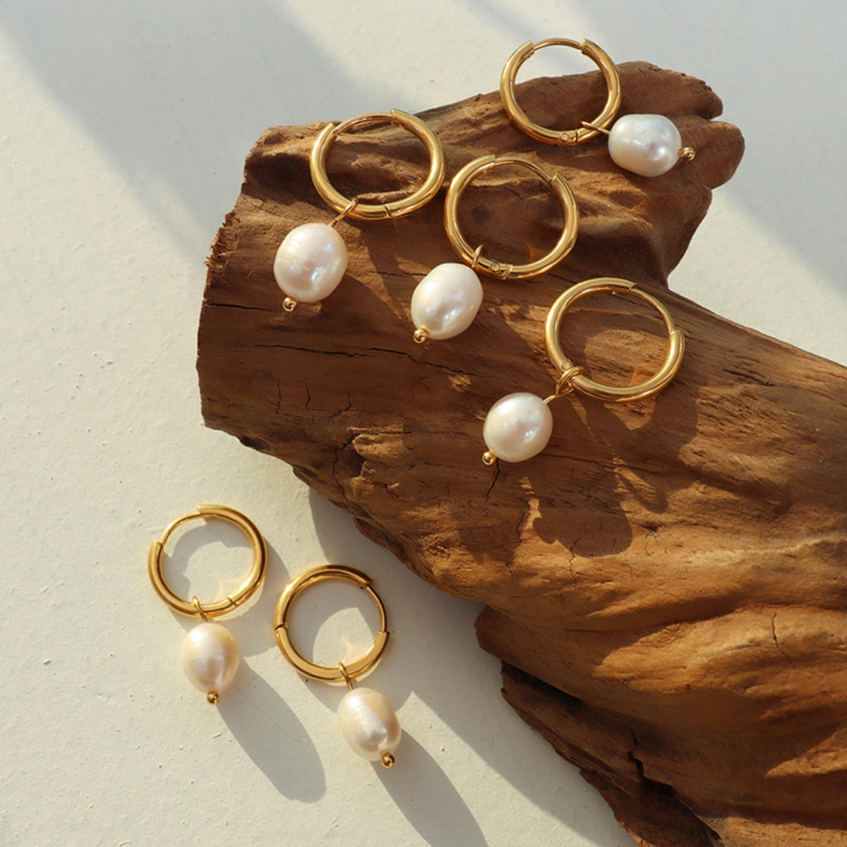 Gold-Plated Titanium Steel Pearl Earrings