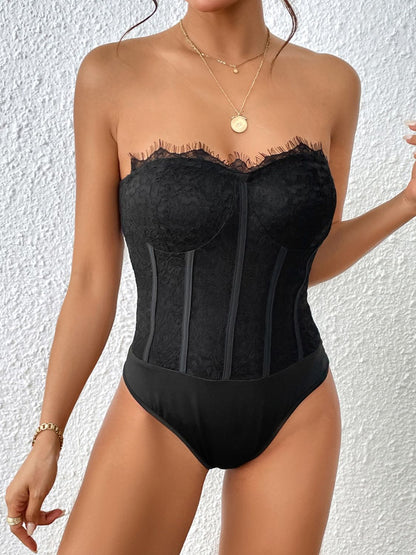 Perfee Strapless Sweetheart Neck Bodysuit