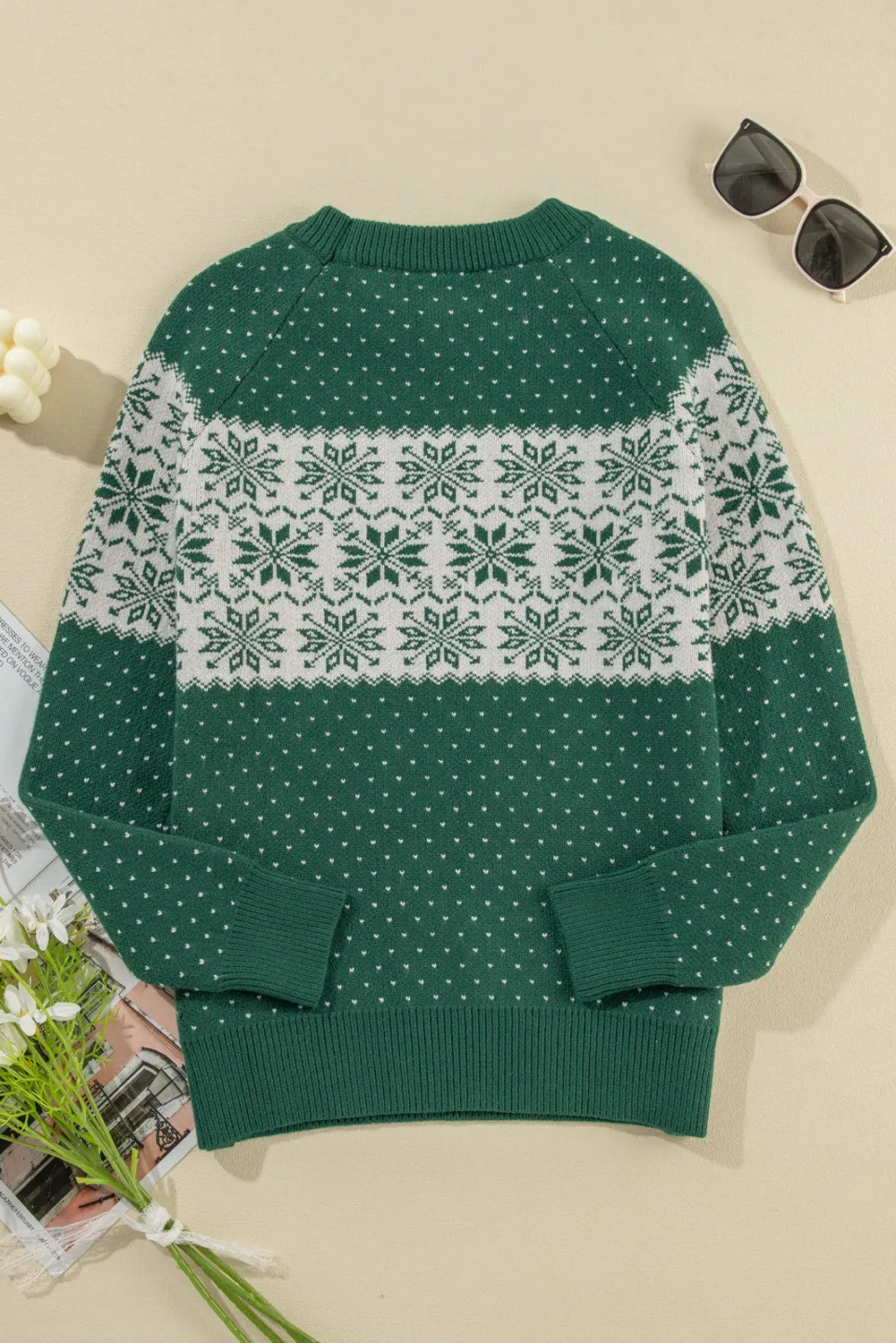 Green Snowflake Sweater